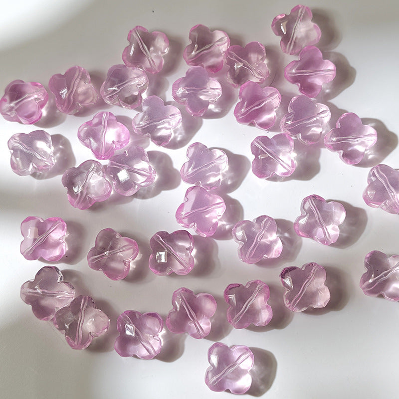 Pink 10x13mm glazed crystal glass four-leaf clover beads