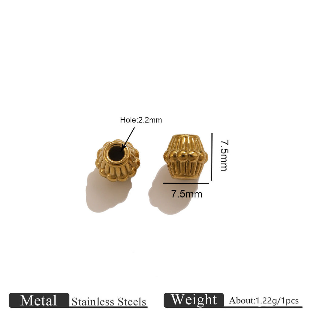 Ribbed Stainless Steel Spinning-Top Spacer Beads