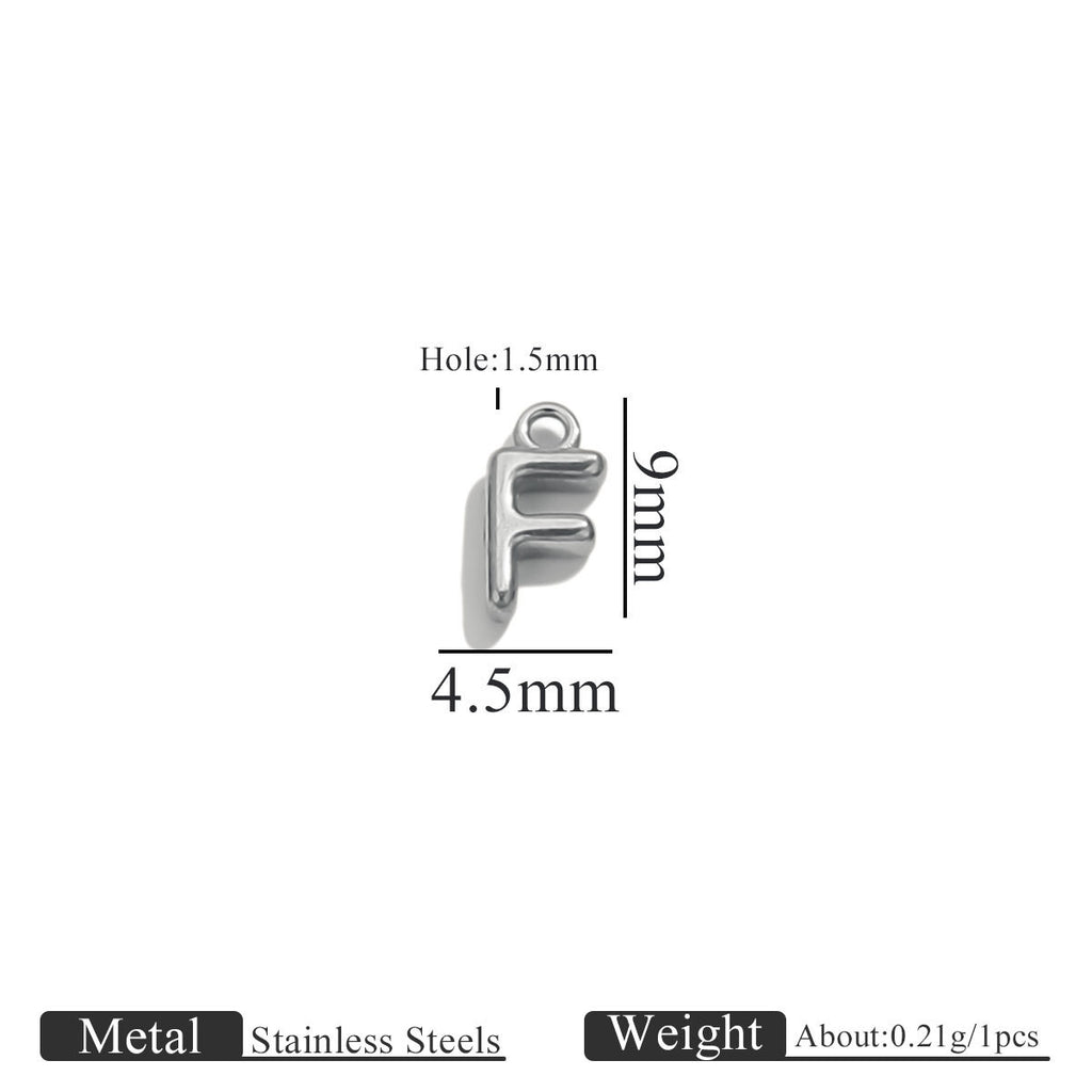 Mini A–Z Stainless Steel Round Letter Charms 10pcs