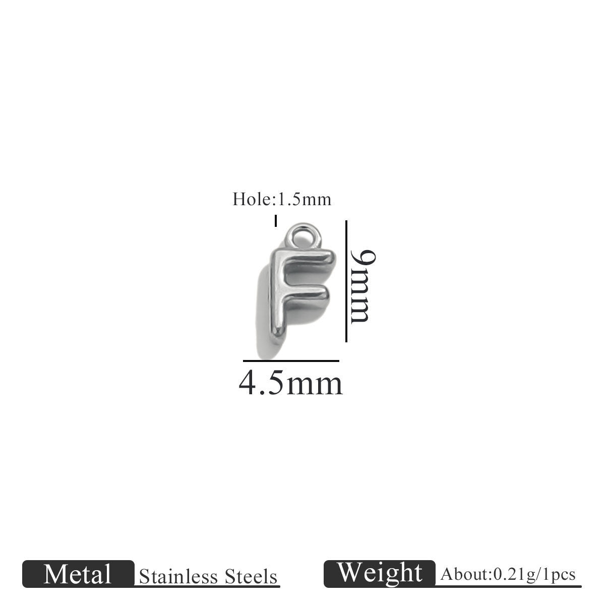 Mini A–Z Stainless Steel Round Letter Charms 10pcs