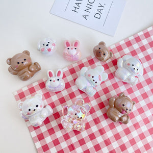 3D Cartoon Animal Acrylic Beads – UV-Finished Hand-Painted Style Straight-Hole Beads for DIY Phone Charms, Bracelets & Keychains