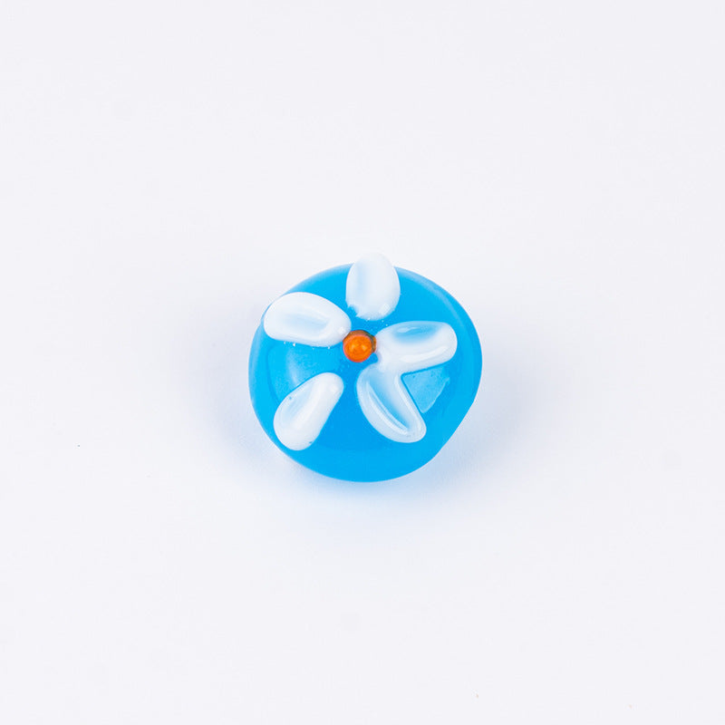 Double-Sided Mini Daisy Flat Glass Beads