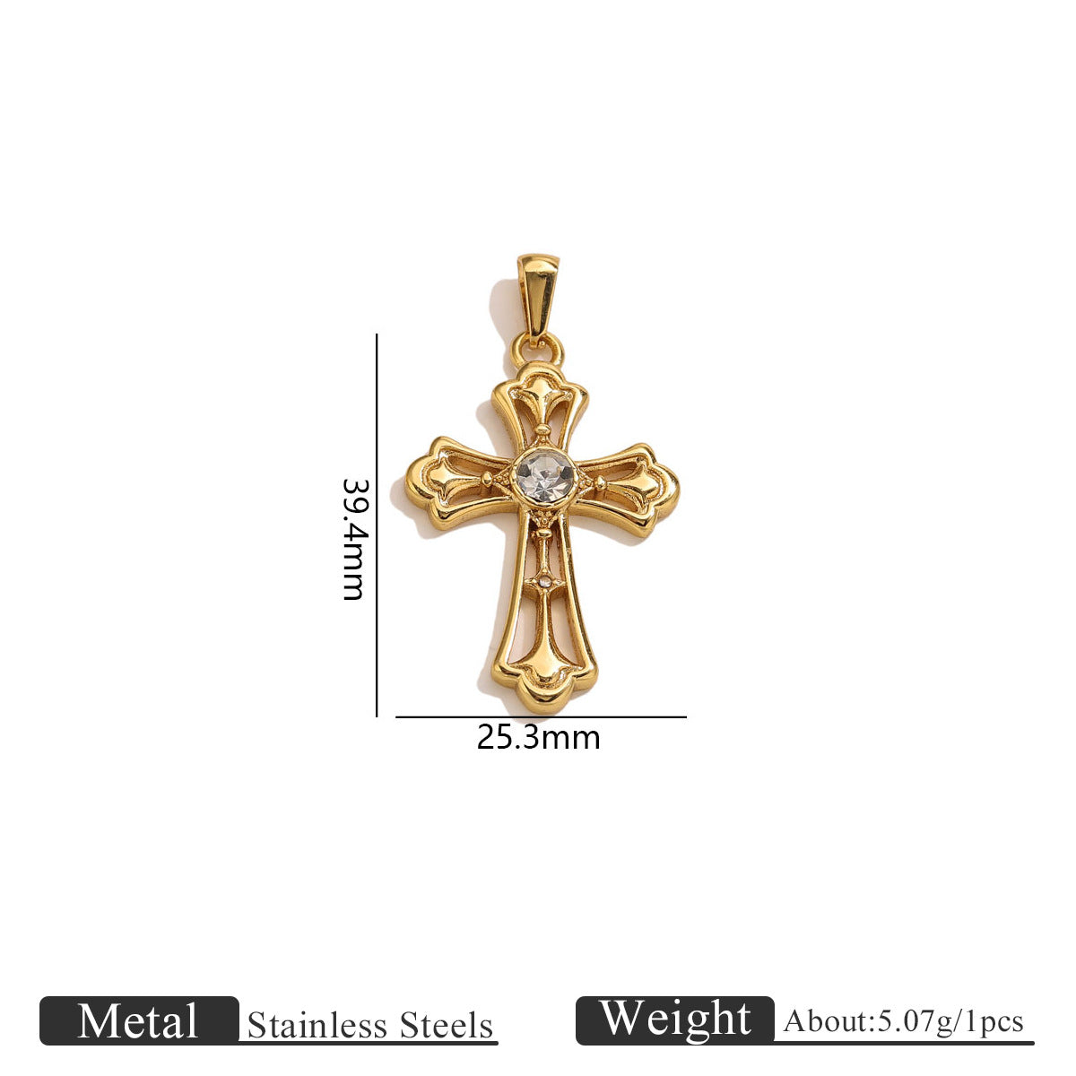 18K Gold-Plated Stainless Steel Cross Necklace