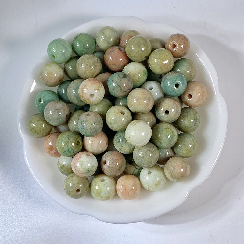 Glazed Porcelain Dragon Pattern Round Beads