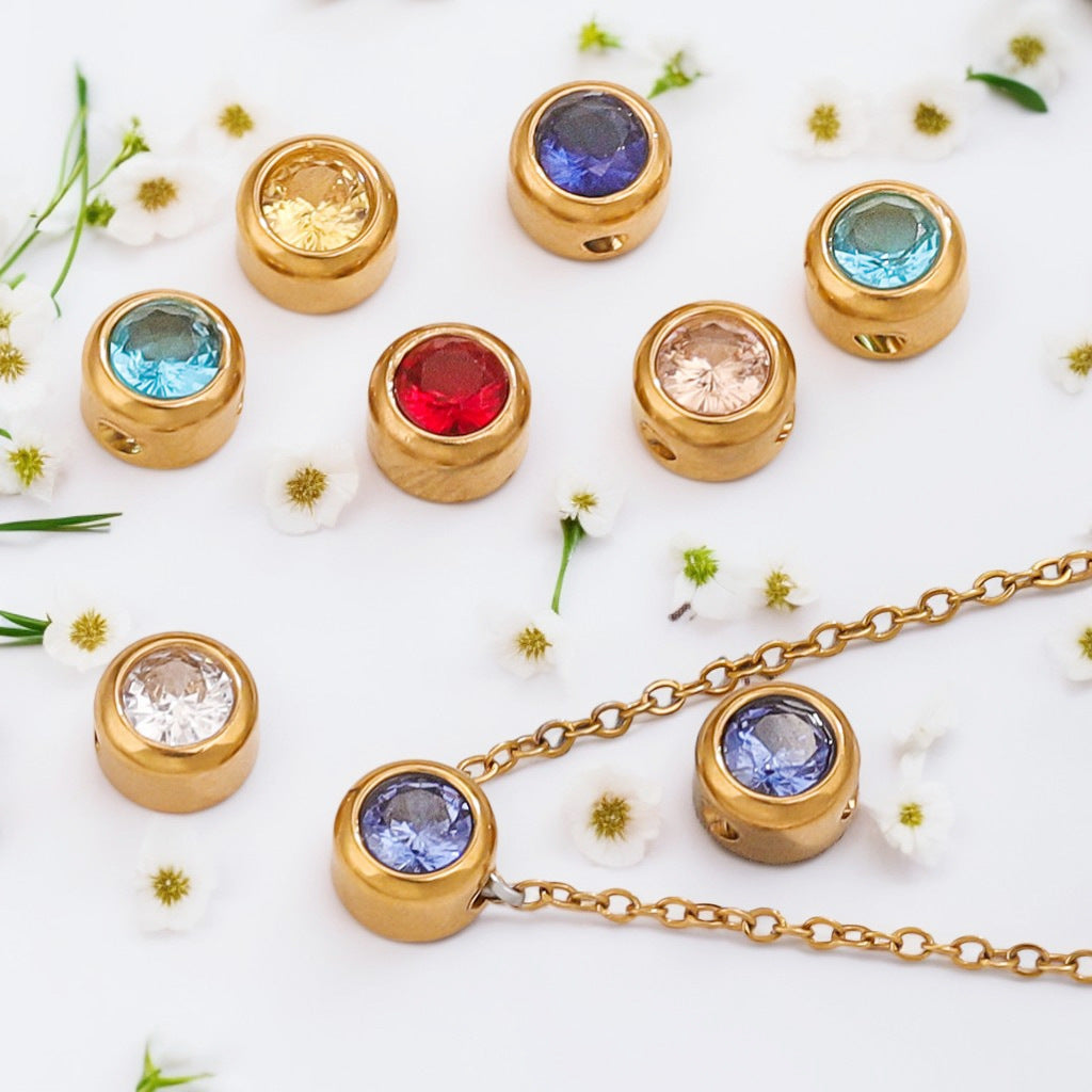Colorful Rhinestone Stainless Steel Spacer Beads