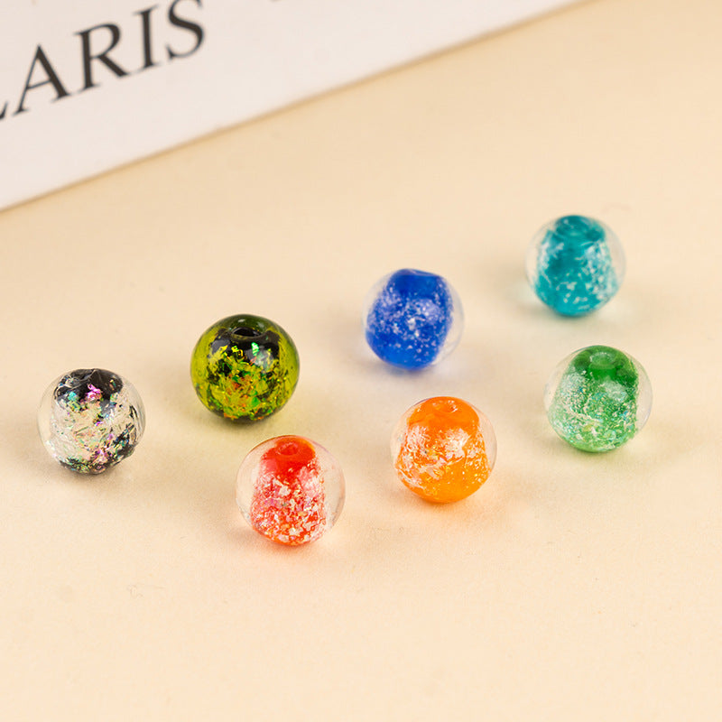 Color-Powder Glass Round Beads