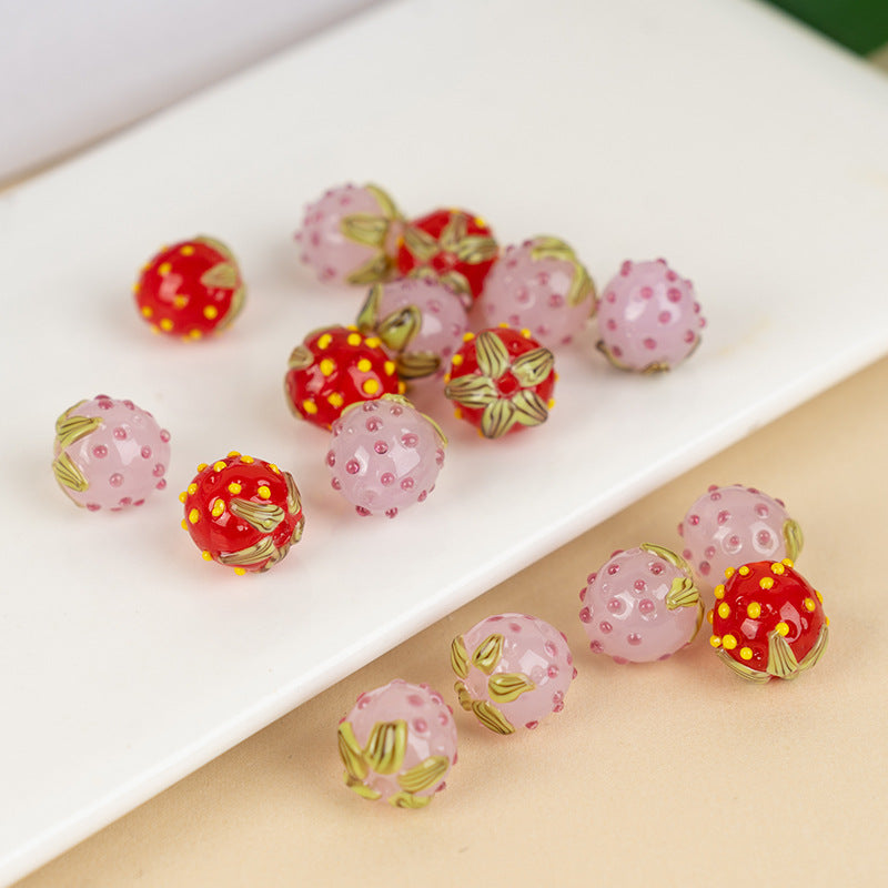 Cute Strawberry Lampwork Glass Beads