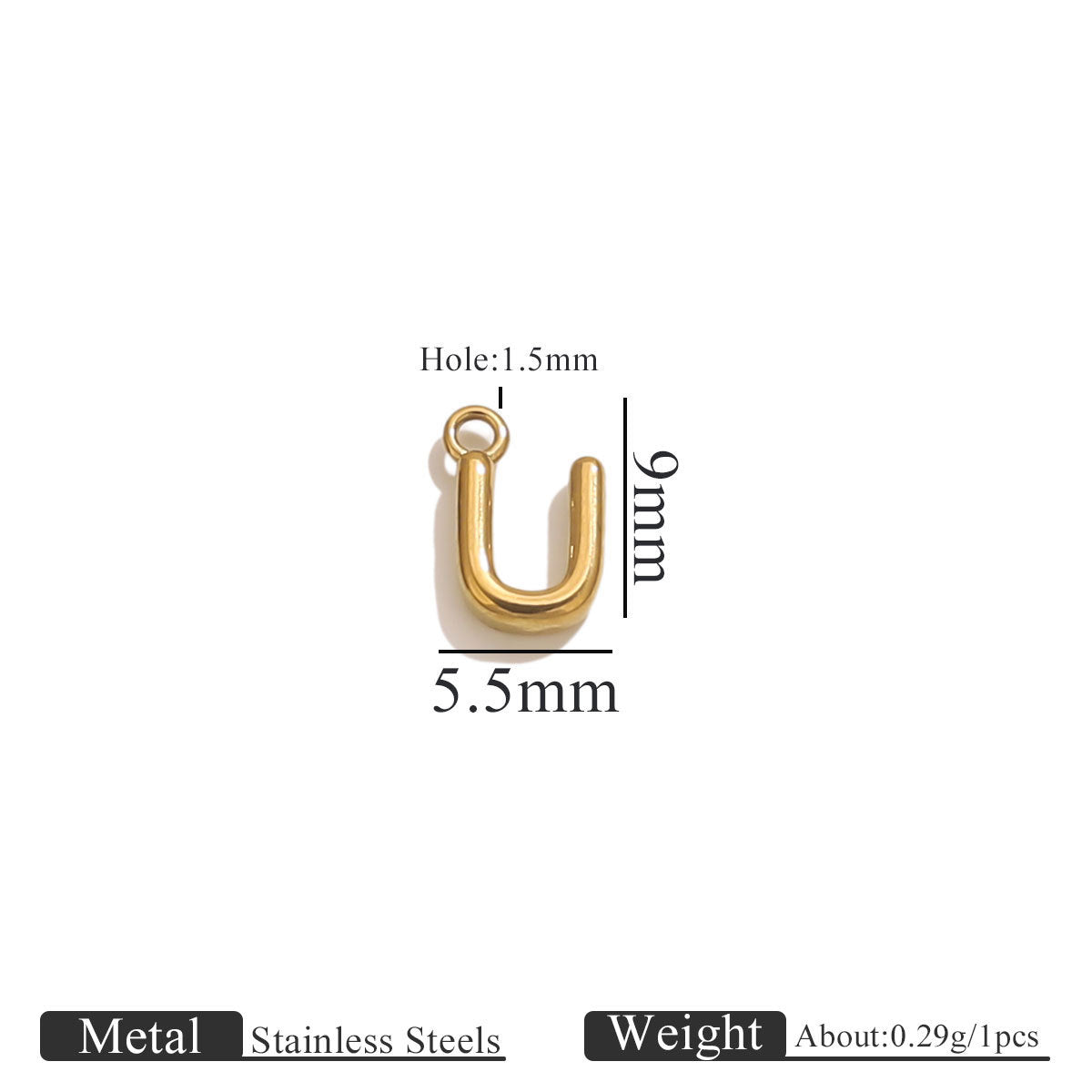 Mini A–Z Stainless Steel Round Letter Charms 10pcs