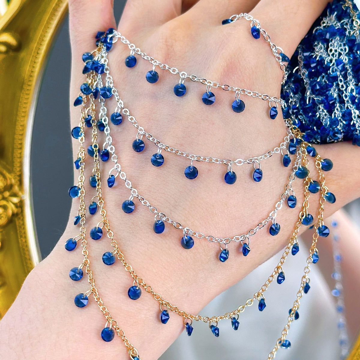 Blue Zircon Fringe Decorative Chain – 10 Meters