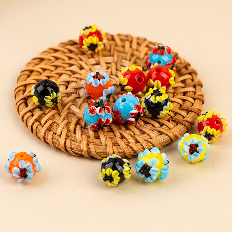 Handmade Lampwork Glass Flower Beads