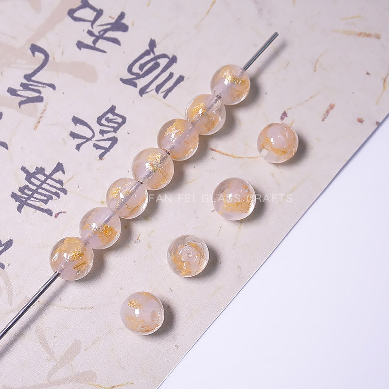 Gold & Silver Foil Glazed Round Beads