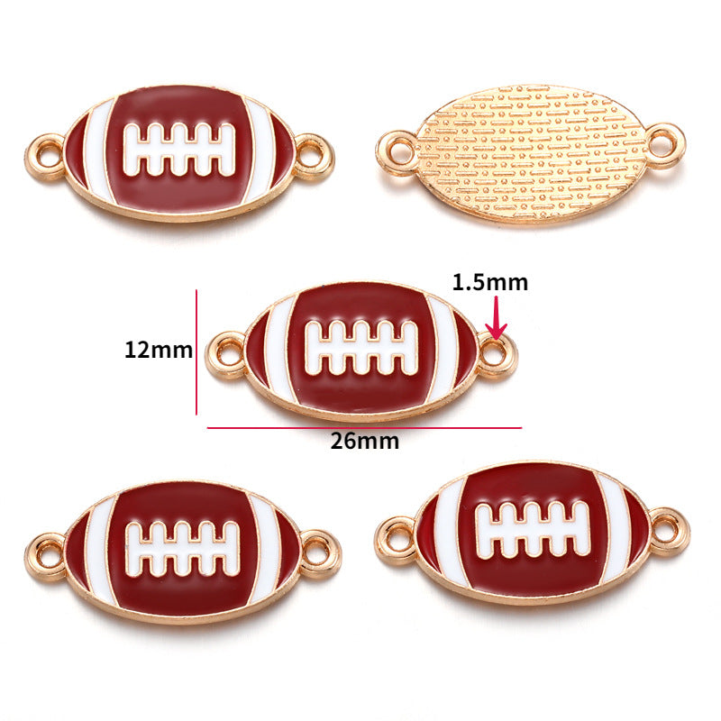Sports Ball Alloy Charms – Colorful Enamel-Style Football, Basketball & Volleyball Pendants for DIY Bracelets, Keychains & Jewelry Making