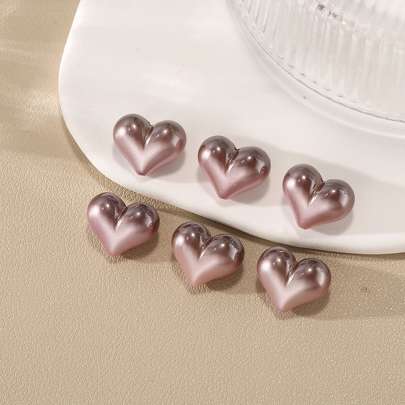 Two-Tone Pearl Heart Beads – Premium-Style Resin Electroplated Heart Beads for DIY Phone Charms, Bracelets, Keychains & Jewelry Making