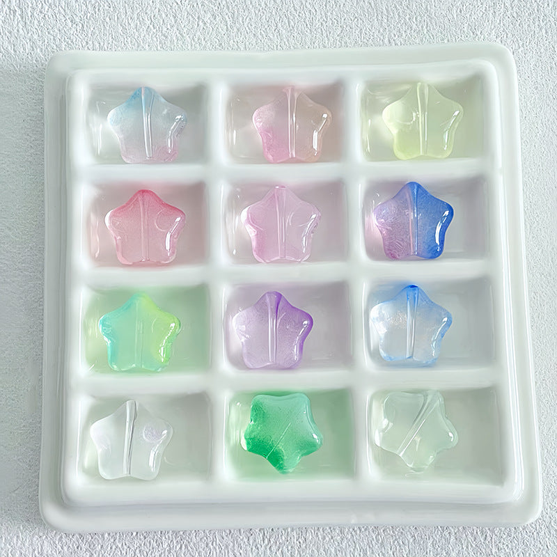 Puffy Star Glass Beads with Horizontal Holes
