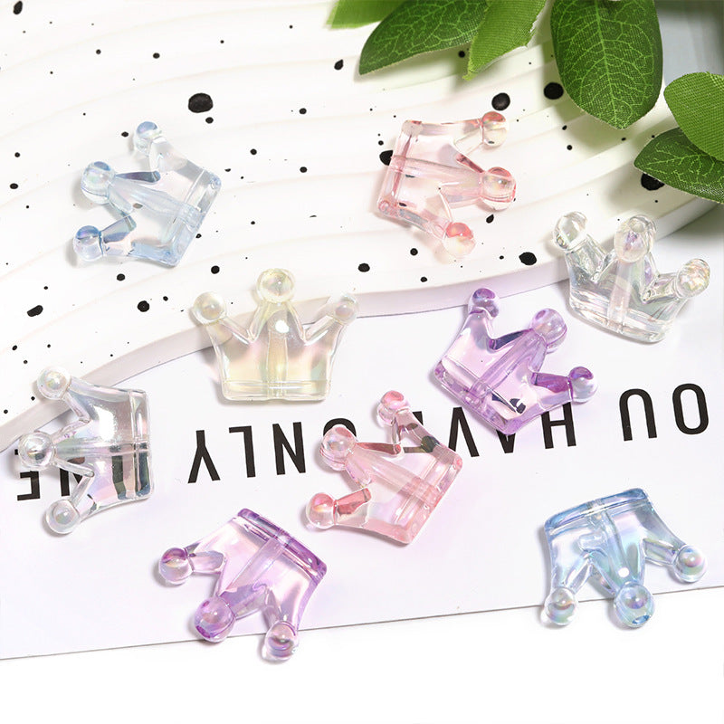 Colorful Transparent Crown Acrylic Beads