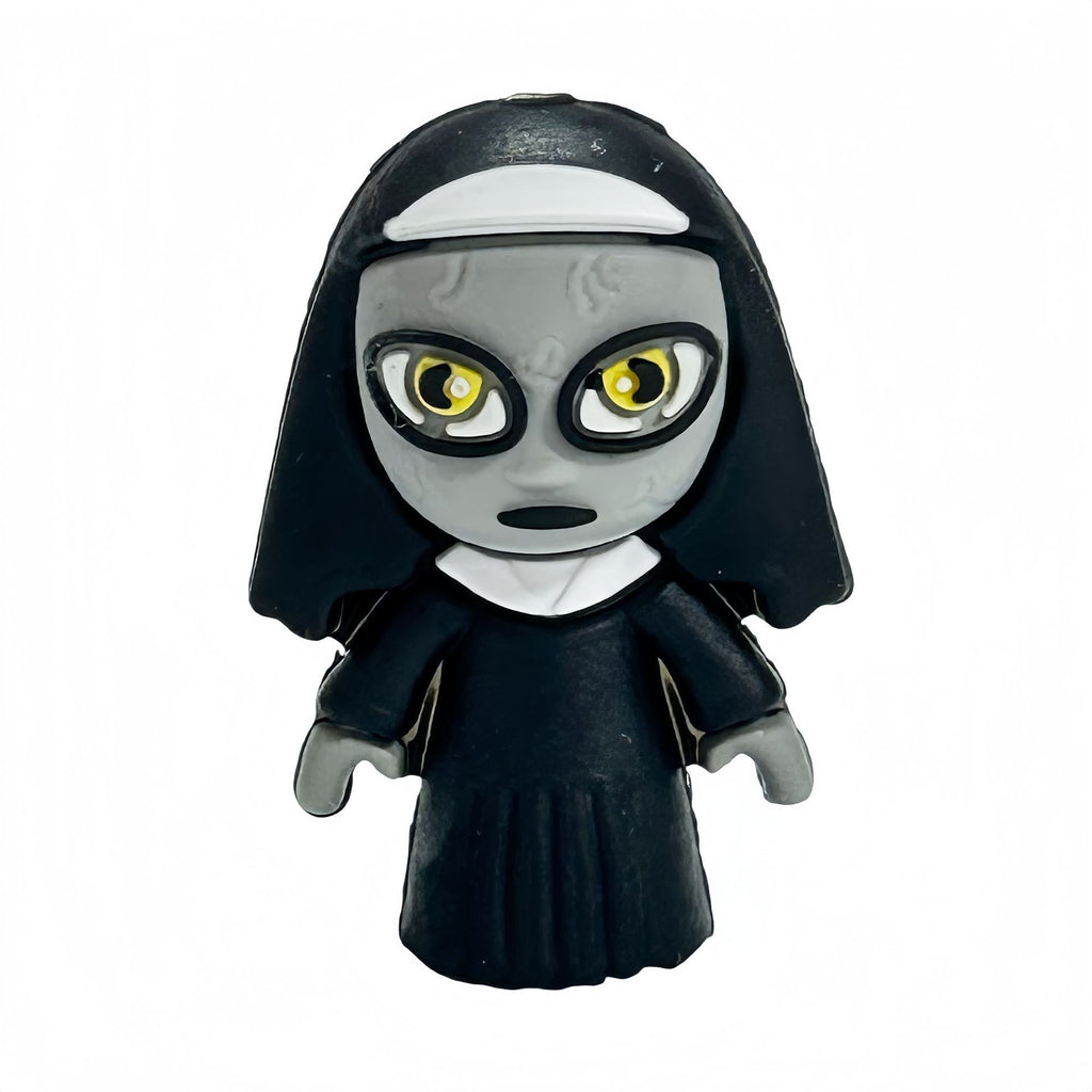 Cartoon ghost nun silicone focal bead with yellow eyes and black hood