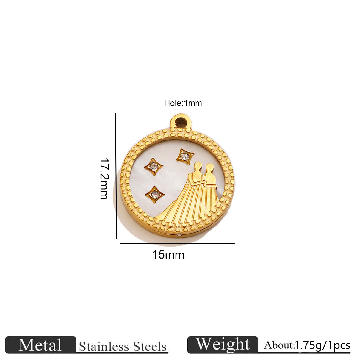 12 Zodiac Mother-of-Pearl Pendants