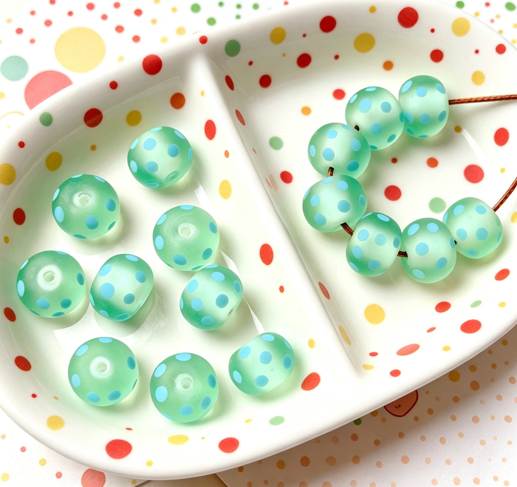 Candy-Color Matte Polka Dot Glazed Beads