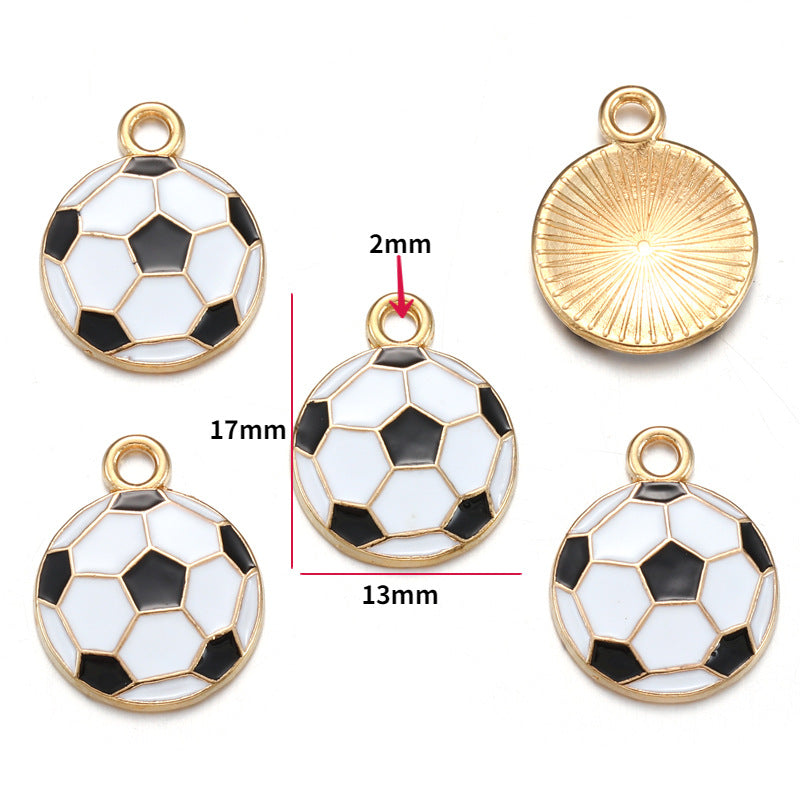 Sports Ball Alloy Charms – Colorful Enamel-Style Football, Basketball & Volleyball Pendants for DIY Bracelets, Keychains & Jewelry Making