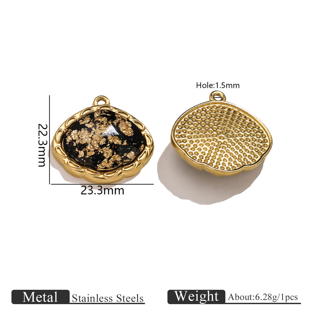 Vintage Black and Gold Foil Stainless Steel Pendant Charms – Butterfly, Star & Heart