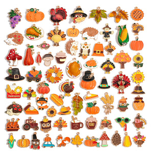 Thanksgiving Turkey Alloy Charms – Colorful Fall Holiday Enamel-Style Pendants for DIY Bracelets, Keychains & Jewelry Making