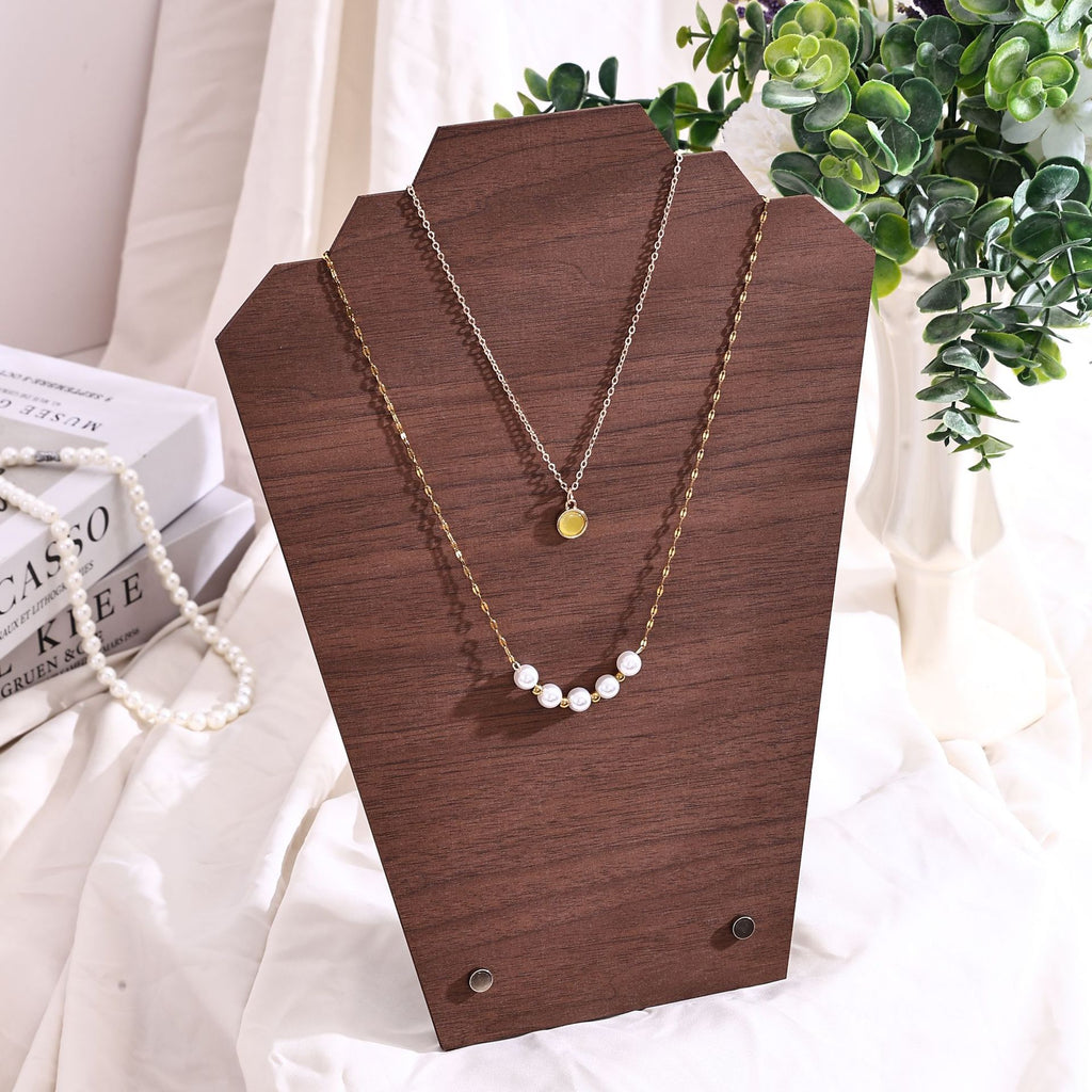 Vintage Walnut-Color Jewelry Display Stand – Wooden-Style Earring, Necklace, Pendant & Bracelet Organizer for Craft Fairs & Boutique Displays