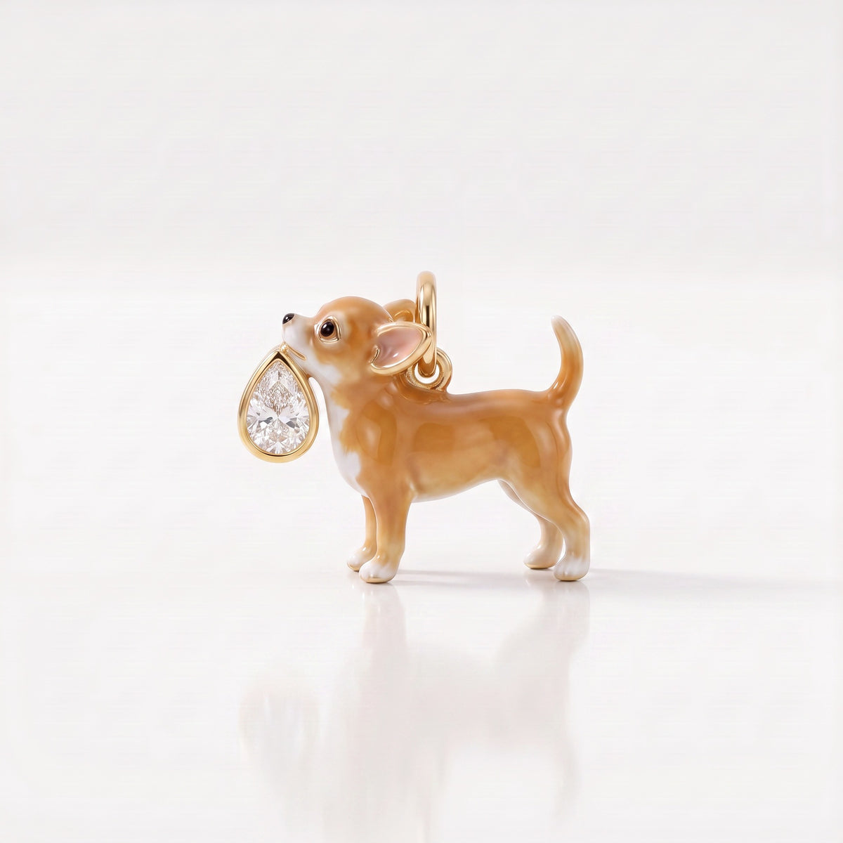 3D Puppy and Deer Crystal Pendant Charms