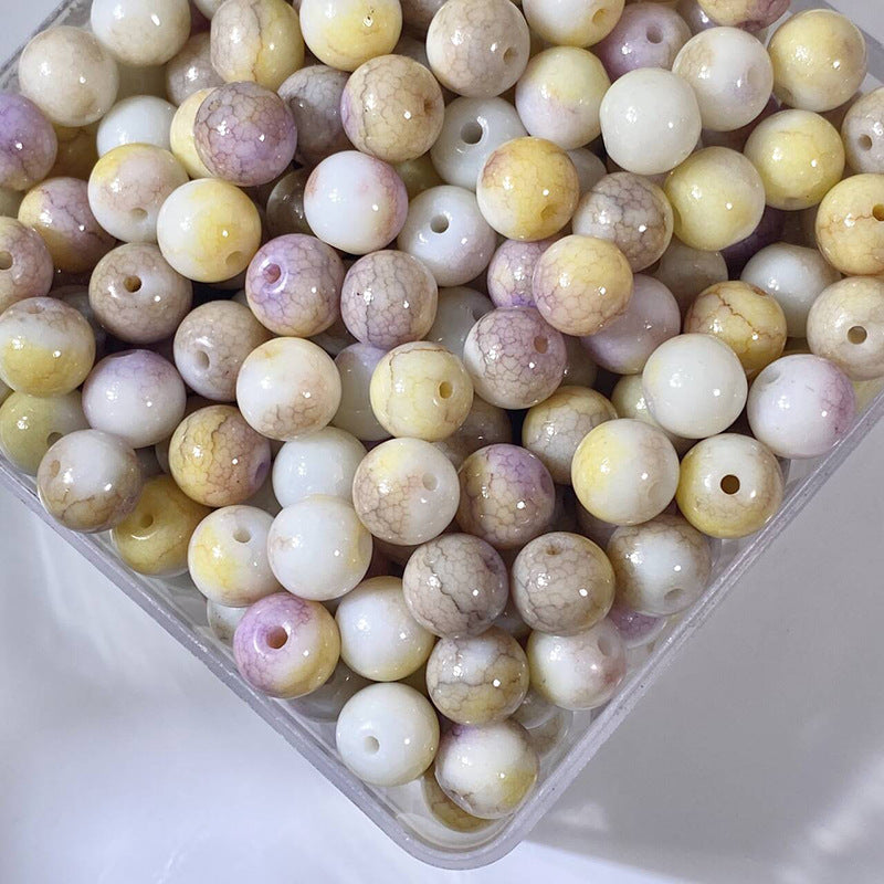 Glazed Porcelain Dragon Pattern Round Beads