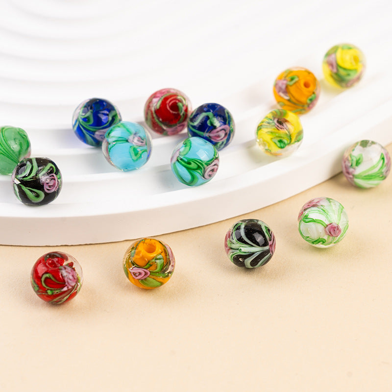 Handmade Wheat-Ear Flower Glass Beads