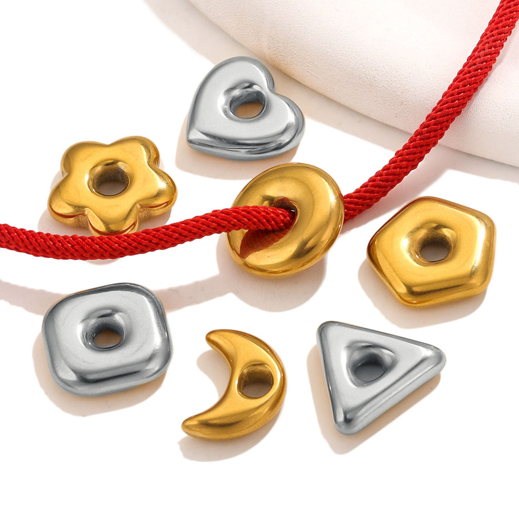 Stainless Steel Large-Hole Geometric Spacer Beads 5pcs