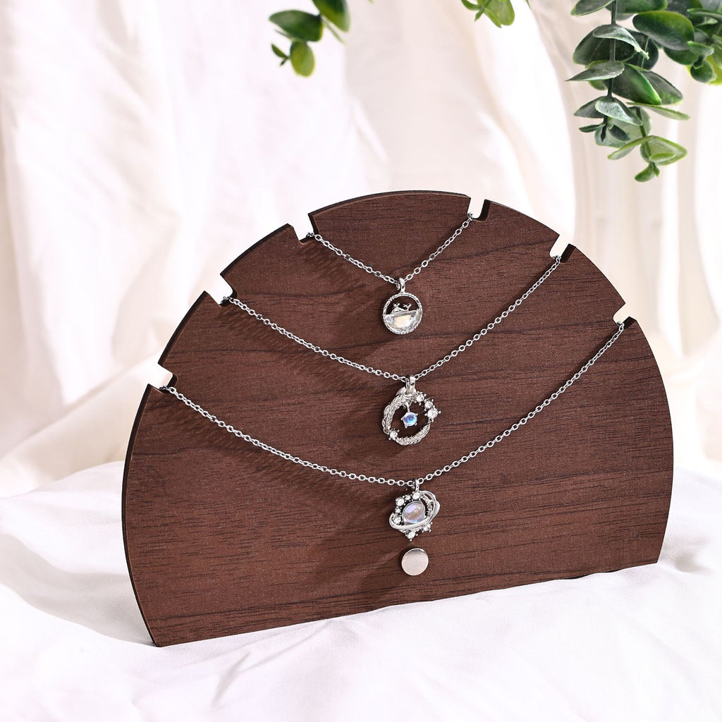 Vintage Walnut-Color Jewelry Display Stand – Wooden-Style Earring, Necklace, Pendant & Bracelet Organizer for Craft Fairs & Boutique Displays