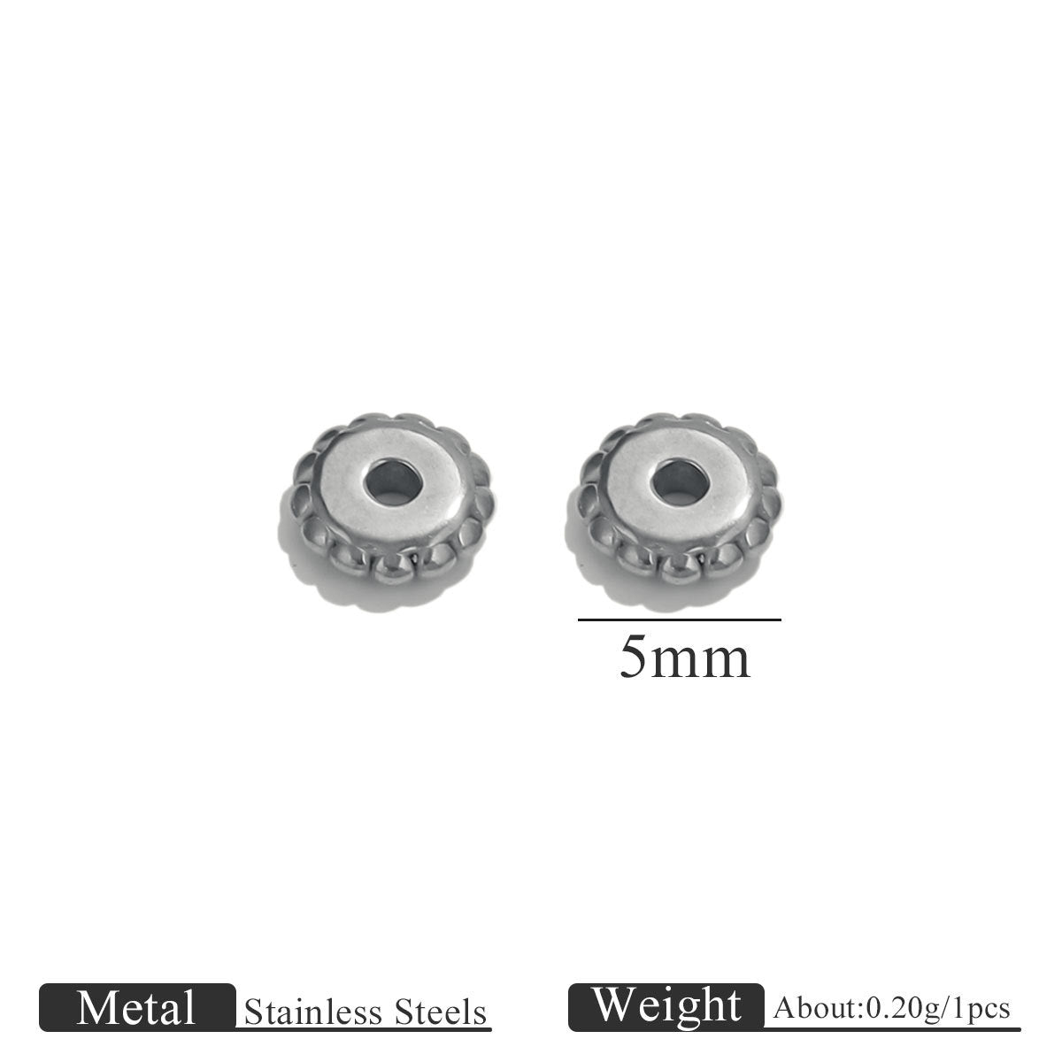 Dotted Gear Wheel Stainless Steel Spacer Beads