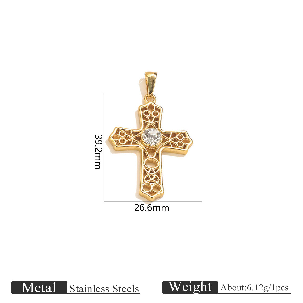 18K Gold-Plated Stainless Steel Cross Necklace