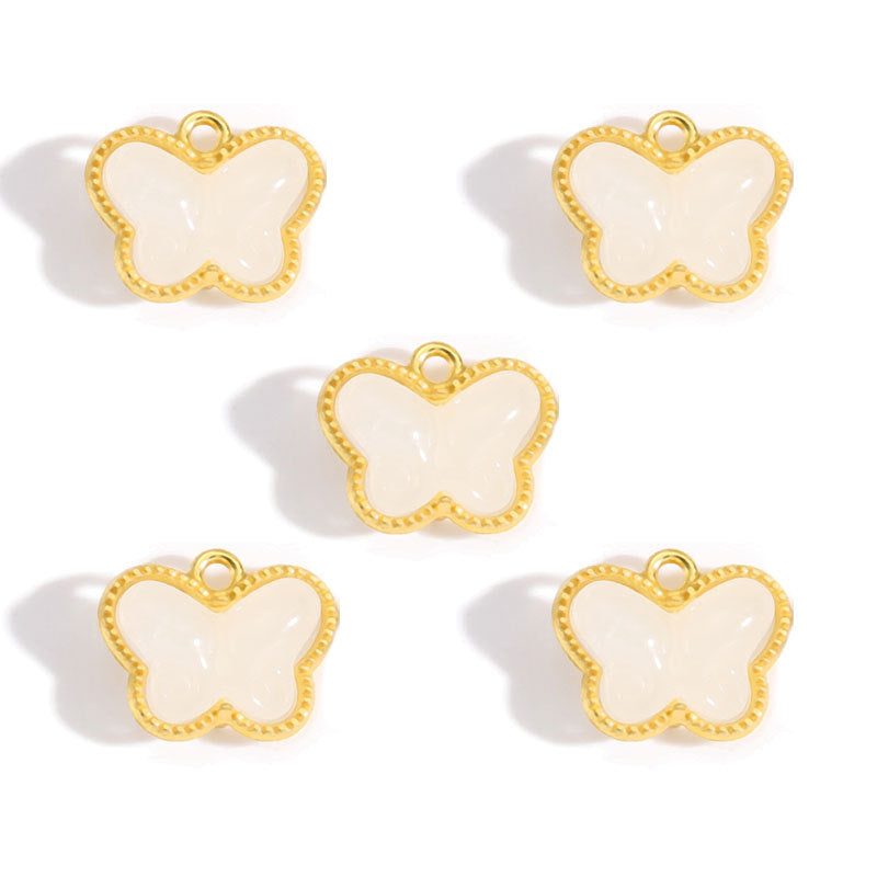 Pearl & Glass Butterfly Alloy Charms – Elegant Butterfly Pendants for DIY Bracelets, Earrings, Necklaces & Jewelry Making