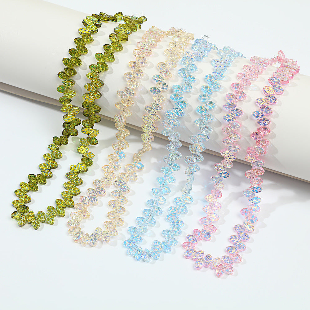 Colorful Iridescent Glass Leaf Beads – Shimmering Leaf-Shaped Beads for DIY Bracelets, Necklaces & Jewelry Making