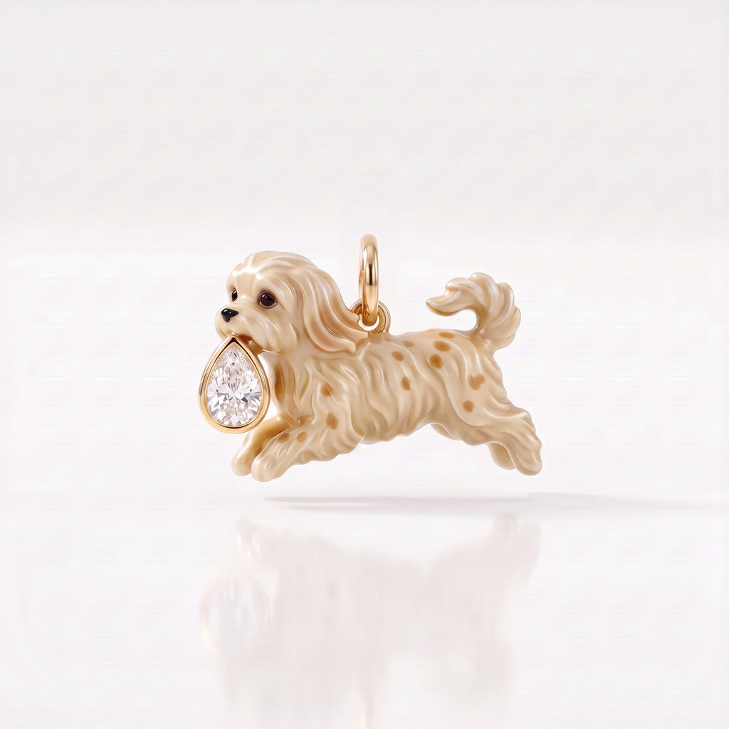 3D Puppy and Deer Crystal Pendant Charms