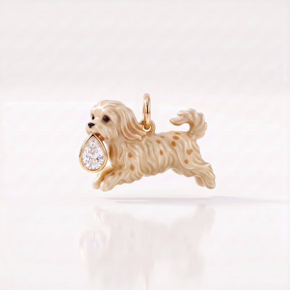 3D Puppy and Deer Crystal Pendant Charms