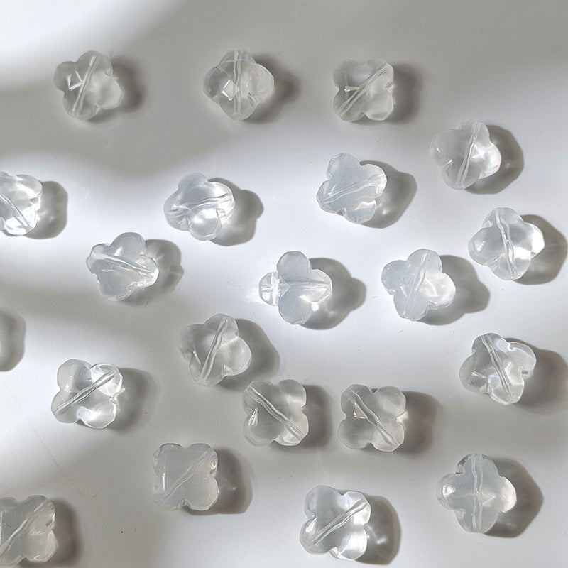 Clear 10x13mm glazed crystal glass four-leaf clover beads