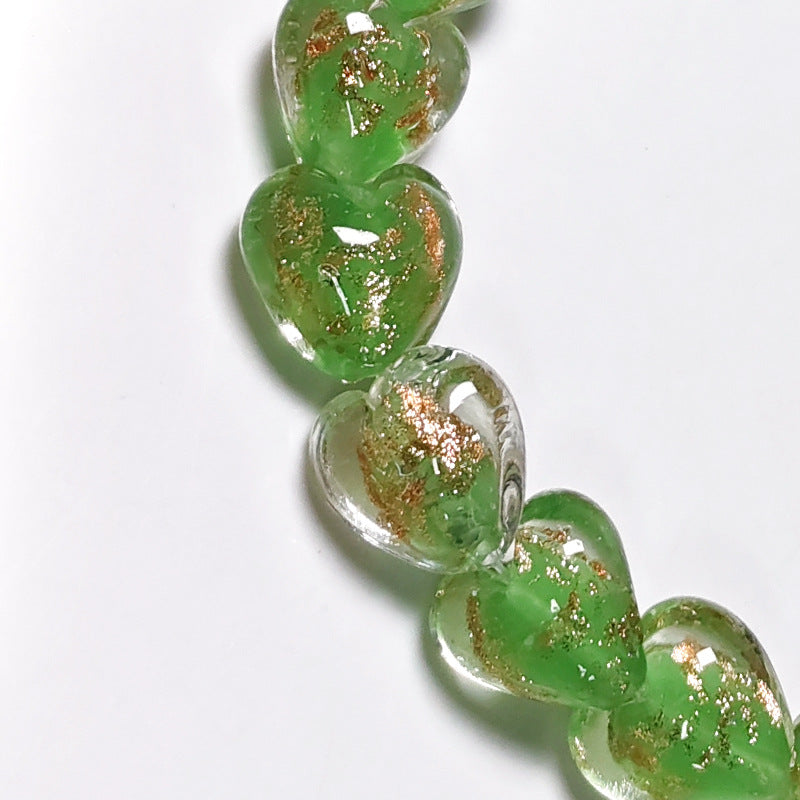 Gold Sand Heart Glazed Beads