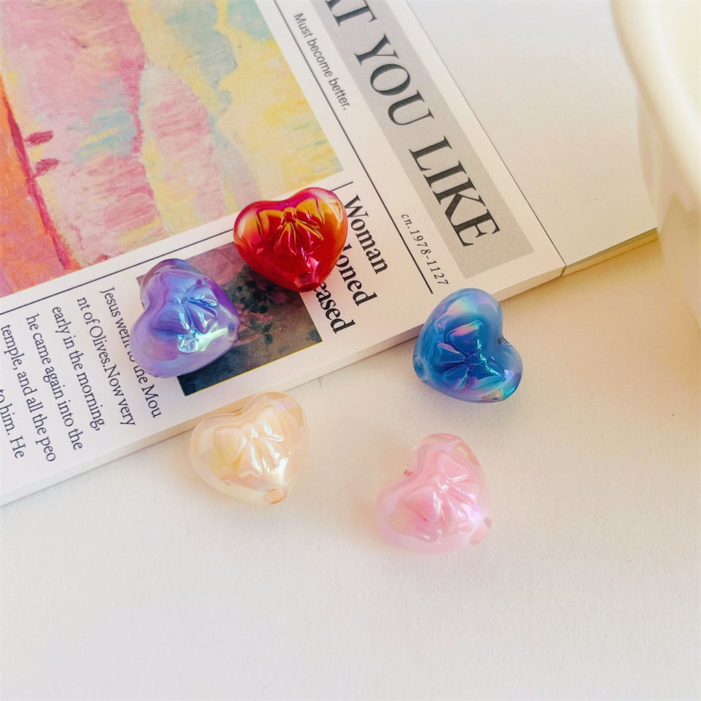 Two-Tone Acrylic Bow & Heart Beads – Colorful Cute Shape Beads for DIY Phone Charms, Bracelets, Hair Accessories & Jewelry Making