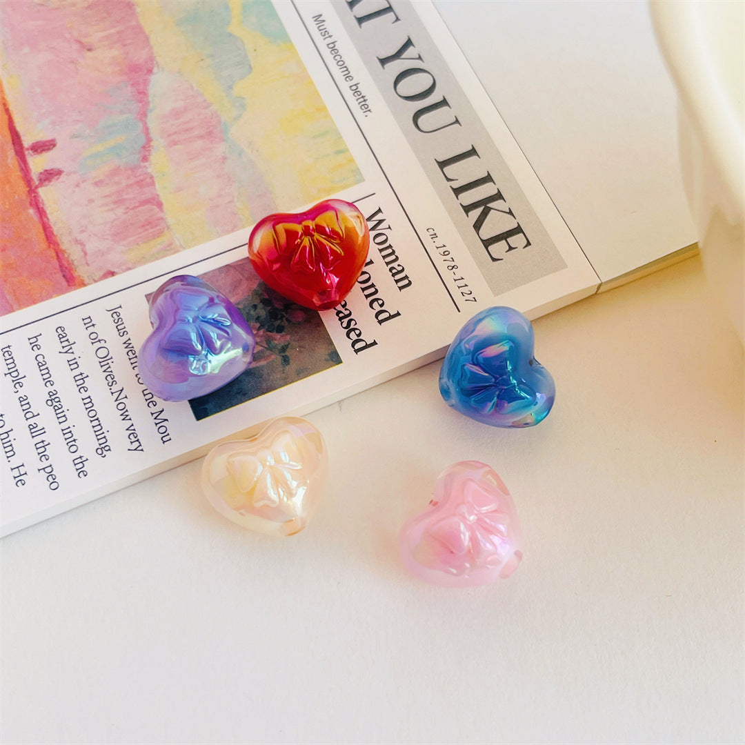 Two-Tone Acrylic Bow & Heart Beads – Colorful Cute Shape Beads for DIY Phone Charms, Bracelets, Hair Accessories & Jewelry Making