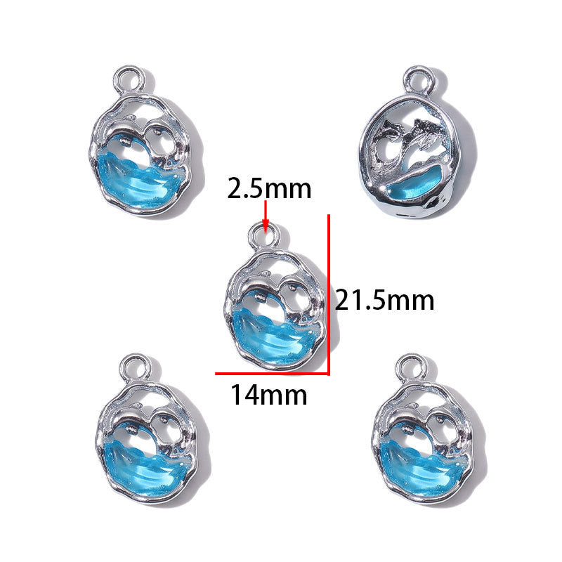 Blue Glass Inlay Jellyfish Charms – Ocean-Inspired Alloy Jellyfish Pendants for DIY Bracelets, Necklaces & Jewelry Making