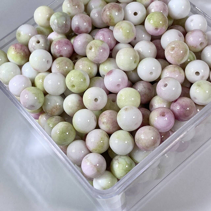 Glazed Porcelain Dragon Pattern Round Beads