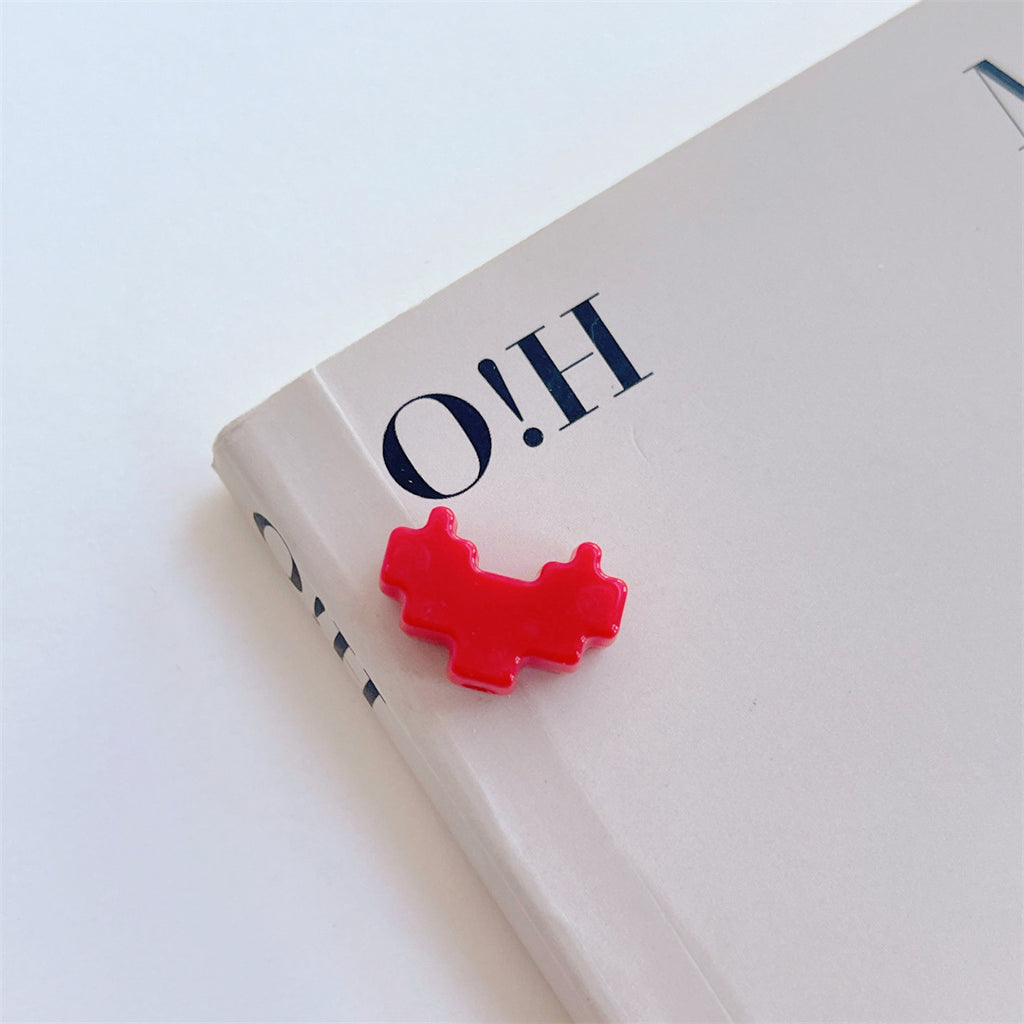 Colorful Pixel Heart Acrylic Beads – Painted Heart Frame Beads for DIY Phone Charms, Bracelets, Keychains & Jewelry Making