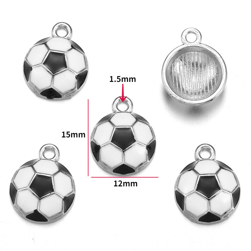 Sports Ball Alloy Charms – Colorful Enamel-Style Football, Basketball & Volleyball Pendants for DIY Bracelets, Keychains & Jewelry Making