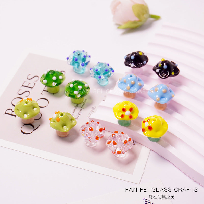 Polka Dot Mushroom Lampwork Glass Beads