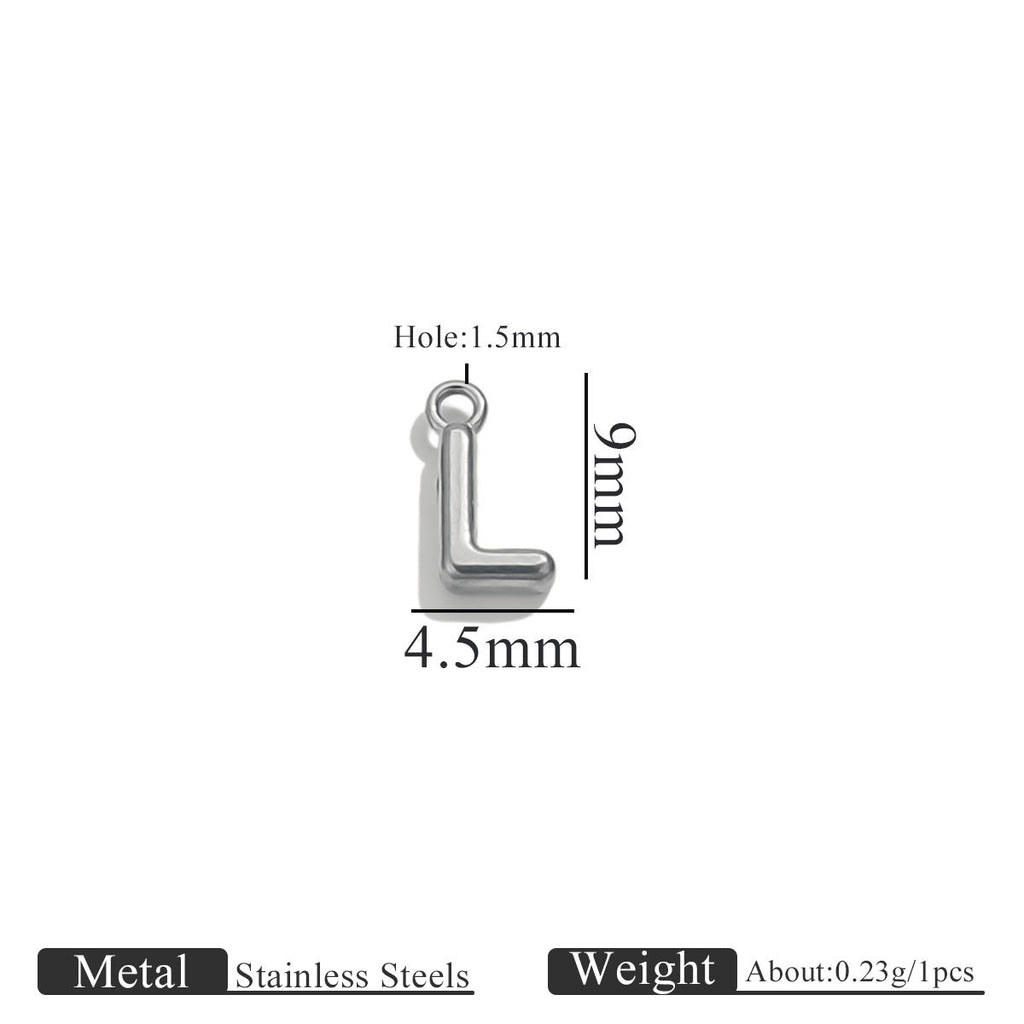 Mini A–Z Stainless Steel Round Letter Charms 10pcs