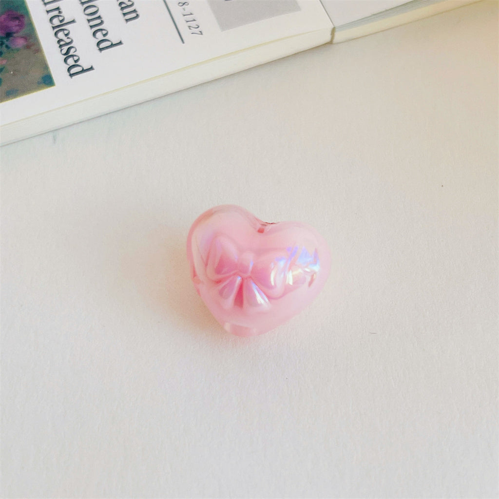 Two-Tone Acrylic Bow & Heart Beads – Colorful Cute Shape Beads for DIY Phone Charms, Bracelets, Hair Accessories & Jewelry Making