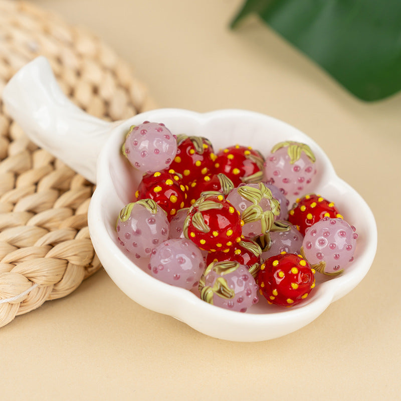 Cute Strawberry Lampwork Glass Beads