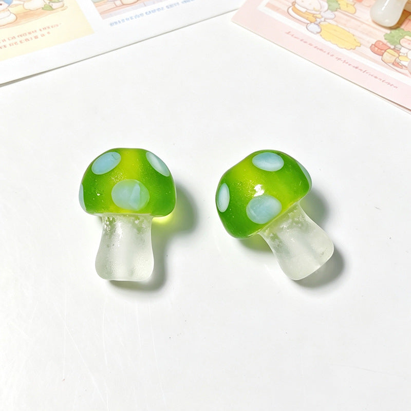 Colorful Frosted Mushroom Glazed Beads